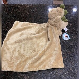 Jellycat Bashful Dino Soother Dinosaur Green Baby Blanket Lovey Plush Retired
